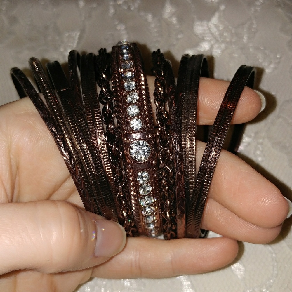 Stunning Bronze Bangle Bracelet Set